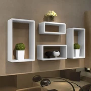 vidaXL Kubusachtige plankenset 4 stuks wit