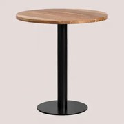 Ronde Bartafel Acacia Hout Macchiato Ø70 Cm & Zwart - Sklum