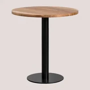 Ronde Bartafel Acacia Hout Macchiato Ø70 Cm & Zwart - Sklum