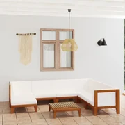 vidaXL 8-delige Loungeset met kussens massief acaciahout