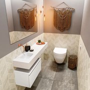 Mondiaz Andor toiletmeubel 60cm mat wit met witte wastafel 120cm links zonder kraangat