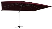 vidaXL Zweefparasol met LED-verlichting 400x300 cm bordeauxrood