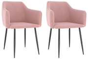 vidaXL Eetkamerstoelen 2 st fluweel roze