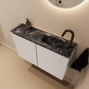 Mondiaz Ture DLux toiletmeubel 80cm linen met wastafel lava rechts met kraangat