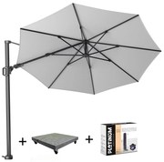 Challenger T2 zweefparasol 350 cm rond wit met 120KG voet en hoes