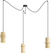 Retro hanglamp beige met zwart 3-lichts - Monti