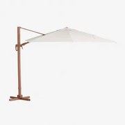 Parasol 290 Cm In Stof En Aluminium Cannes Nudebeige - Middelbruin Hout - Sklum
