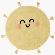 Handgeweven kindervloerkleed You're My Sunshine met kwastjes, wasbaar