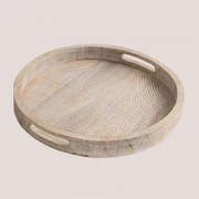 Ronde Decoratieve Schaal Ø38 Cm In Mangohout Diborna Vintage Wit Hout - Sklum