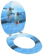 vidaXL Toiletbril met deksel pinguïn MDF