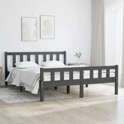 vidaXL Bedframe massief hout grijs 140x190 cm