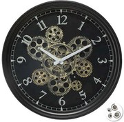 Atmosphera wandklok'Meca'- Luxe metal - Diameter 38 cm - Met draaiende tandwielen - Zwart