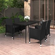 vidaXL 5-delige Tuinset met kussens poly rattan en glas