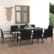 vidaXL 9-delige Tuinset poly rattan zwart