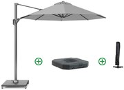 Zweefparasol  Ø3m T1 (incl.voet + hoes) light grey Grijs-antraciet Platinum Voyager