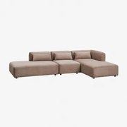 3-delige Modulaire Chaise Longue-bank Rechts Met Fogler Chaise Longue Corduroy Kameelbruin - Sklum