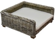 Blacky rotan hondenmand met kussen 80x80xH35 cm - olefin grey