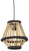 Oosterse hanglamp bamboe met zwart 32 cm - Evalin