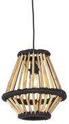 Oosterse hanglamp bamboe met zwart 32 cm - EvalinOosters E27 rond Binnenverlichting Lamp