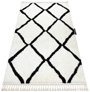 Tapijt BERBER CROSS witrand ,  Barber , marokkaanse shaggy