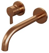 Brauer Copper Edition Wastafelmengkraan inbouw - gebogen uitloop rechts - hendel middel dik - model E2 PVD - geborsteld koper 5-GK-083-B1-65