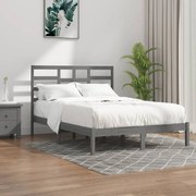 vidaXL Bedframe massief hout grijs 135x190 cm 4FT6 Double