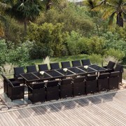 vidaXL 19-delige Tuinset met kussens poly rattan zwart