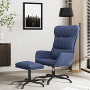 vidaXL Relaxstoel met voetenbank stof blauw