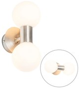 Badkamer Moderne wandlamp staal IP44 2-lichts - Cederic Modern G9 IP44 Lamp