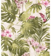 DUTCH WALLCOVERINGS Behang Paradiso groen en roze