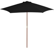 vidaXL Parasol met houten paal 270 cm zwart