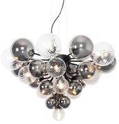 Hanglamp zwart met smoke en helder glas 13-lichts - Bonnie Art Deco G9 rond Binnenverlichting Lamp