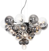 Hanglamp zwart met smoke en helder glas 13-lichts - Bonnie