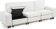 VEVOR Lounge Sofa, Modulaire Sofa met Opbergruimte eronder, Moderne Bank met Zijvakken en Metalen Frame, Slaapbank Ideaal voor Woonkamer, Slaapkamer, Appartement en Kantoor, Wit