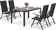 Aluminium tuinmeubelen polywood Verona voor 4 personen zwart