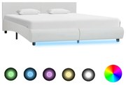 vidaXL Bedframe met LED kunstleer wit 160x200 cm