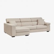 Linker 3-zits Chaise Longue Bank Met Verstelbare Hoofdsteun En Uitschuifbare Zitplaatsen Aramis Stof Beige - Sklum