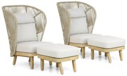 Bistroset 2 personen  Teakhout/rope Naturel teak Coco Napoli