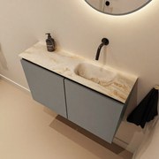 Mondiaz Ture DLux toiletmeubel 80cm smoke met wastafel frappe rechts zonder kraangat