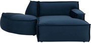 Goossens Bank Jim blauw, stof, urban industrieel met chaise longue rechts