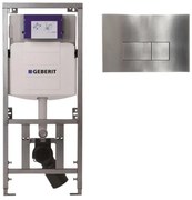 Geberit Inbouwreservoir UP320 met QeramiQ metal bedieningsplaat - dualflush - rechthoekige knoppen - metaal RVS SW706195 0701131