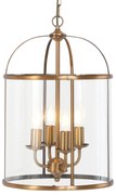 Vintage hanglamp brons met helder glas 4-lichts - Pimpernel Klassiek / Antiek E14 rond Binnenverlichting Lamp