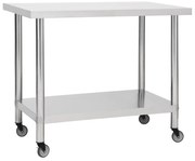 vidaXL Keukenwerktafel met wielen 100x30x85 cm roestvrij staal