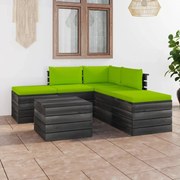 vidaXL 6-delige Loungeset met kussens pallet massief grenenhout