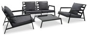 vidaXL 4-delige Loungeset met kussens aluminium donkergrijs