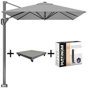 Voyager T1 zweefparasol 300x200 cm lichtgrijs met 90KG voet en hoes