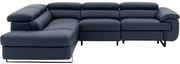 Goossens Excellent Relaxbank Lorenzo Met Verstelbare Hoofdsteunen blauw, leer, 2,5-zits, modern design met ligelement links