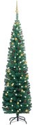 vidaXL Kunstkerstboom met LED's en kerstballen smal 210 cm groen