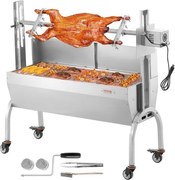 VEVOR Lamsgrill, speenvarkengrill, spitgrill, 90 kg oprolbare houtskoolgrill voor varkensvlees, lam, geit, 52 W elektromotor, roestvrijstalen braadslede met voorruit