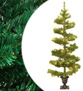 vidaXL Spiraalkerstboom met pot en LED's 120 cm PVC groen